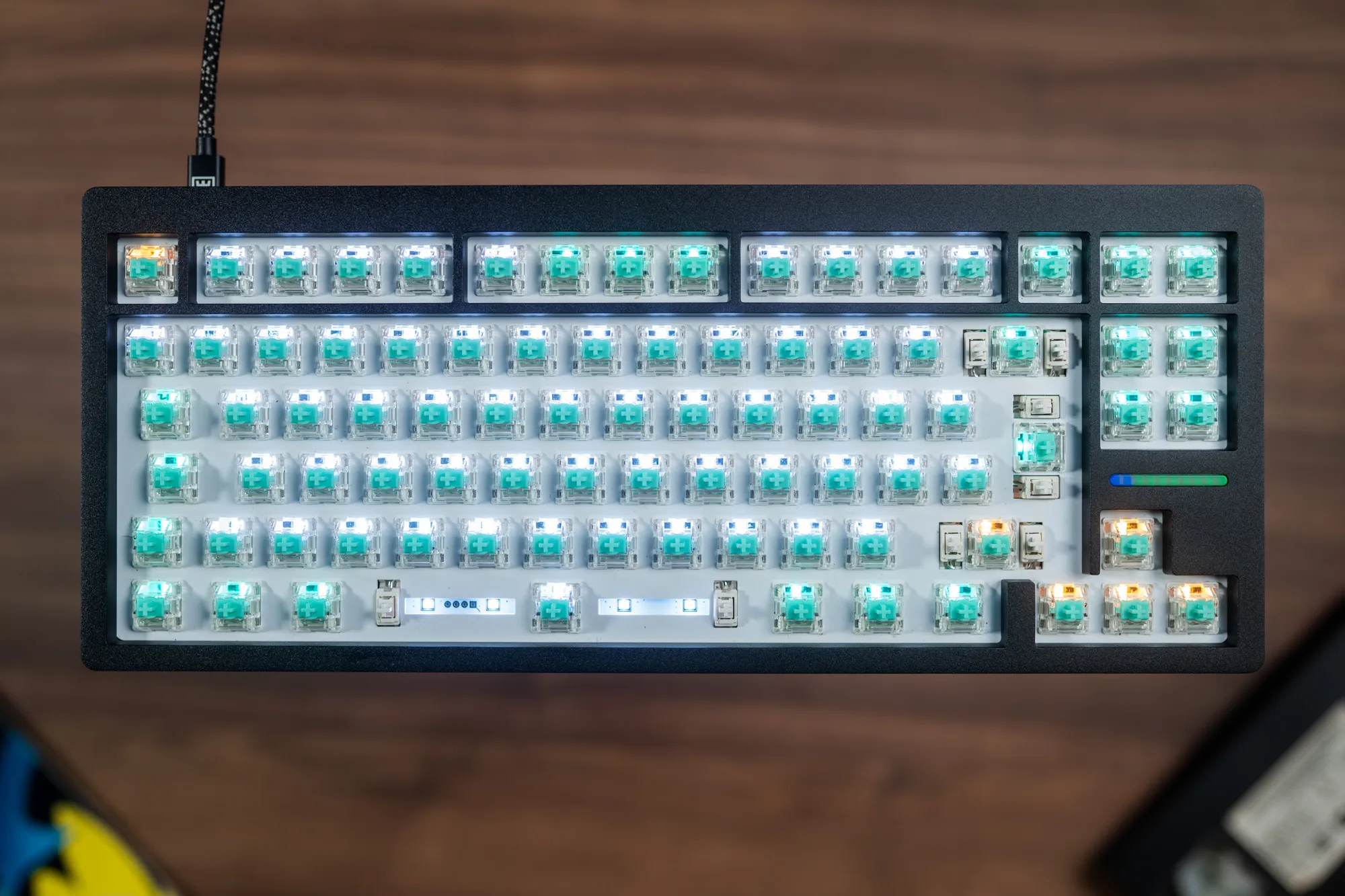 North-facing RGB lighting on the Wooting 80HE with double shot PBT keycaps