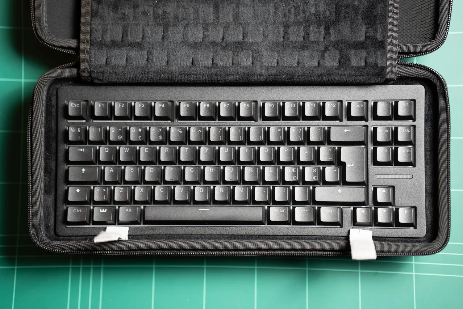 Keyboard sitting safely in the molded base