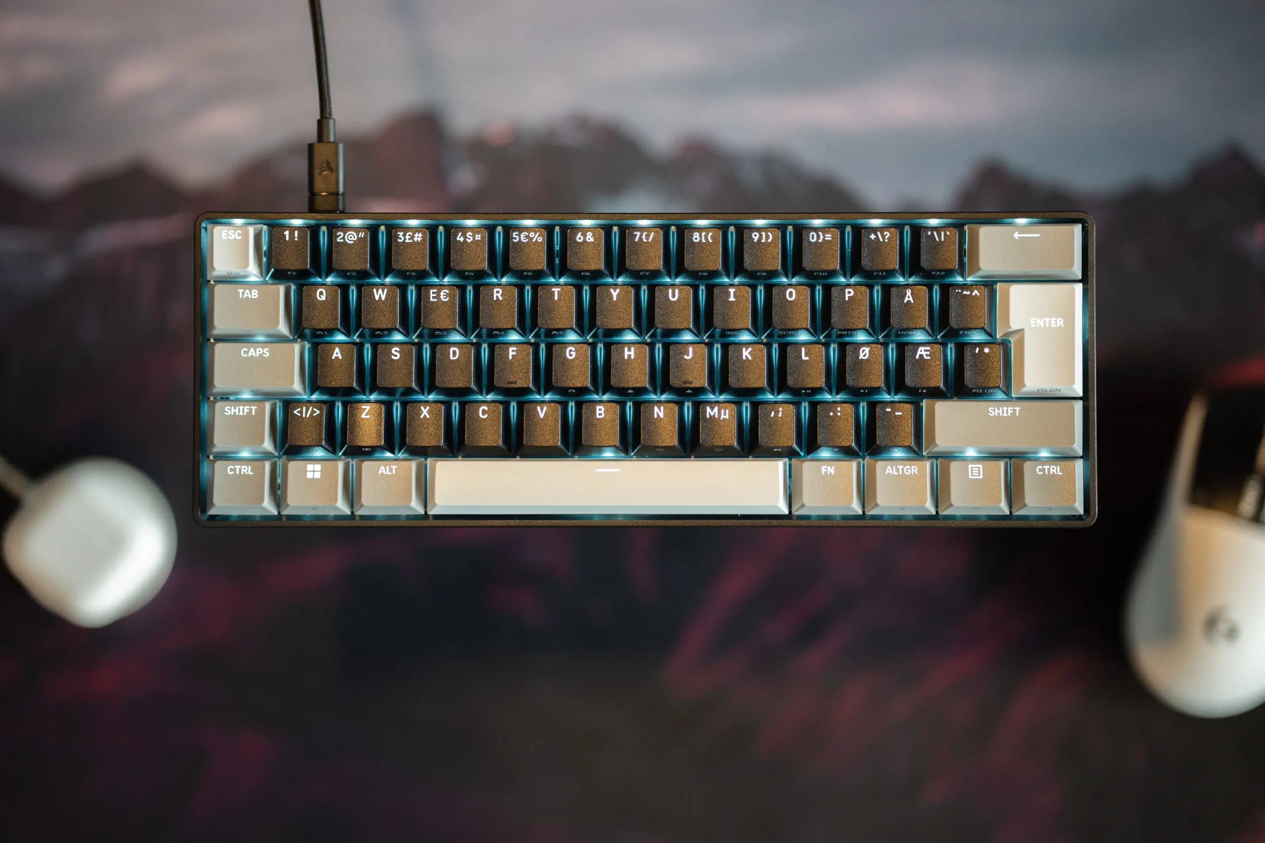 Close-up of the Corsair Clipper Pro Mini 60 with keycaps and legends