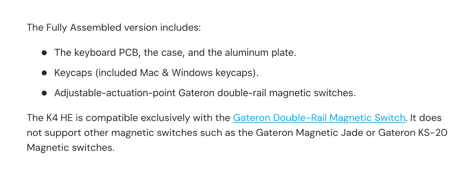 Only Gateron Double Rail Magnetic switch supported 