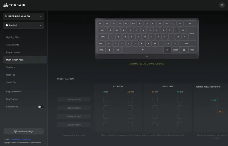 The Tap Lock setting in Corsair Web Hub
