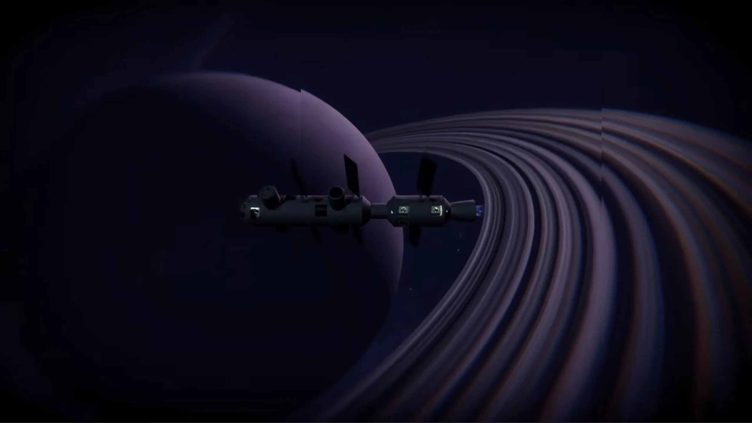 A starship in orbit above a planet in Starpath