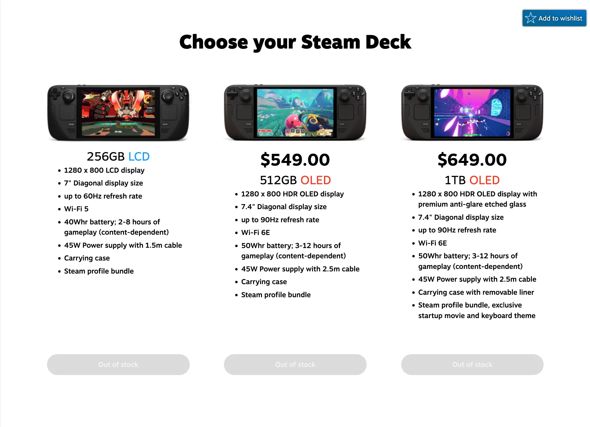 Steam Deck OLED out of stock notice