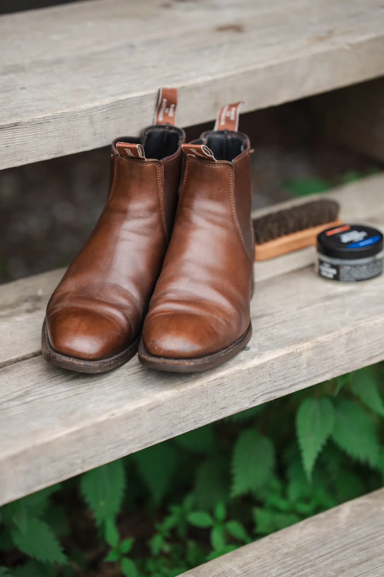 R.M. Williams Comfort Craftsman in Chestnut on the steps