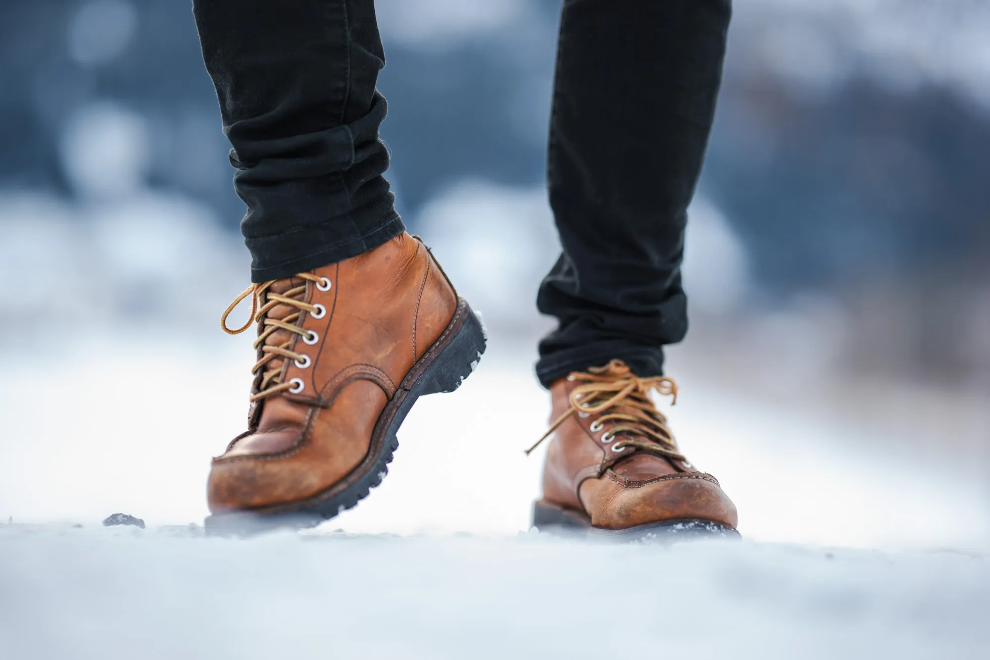 Red Wing Roughneck seen up front on snow