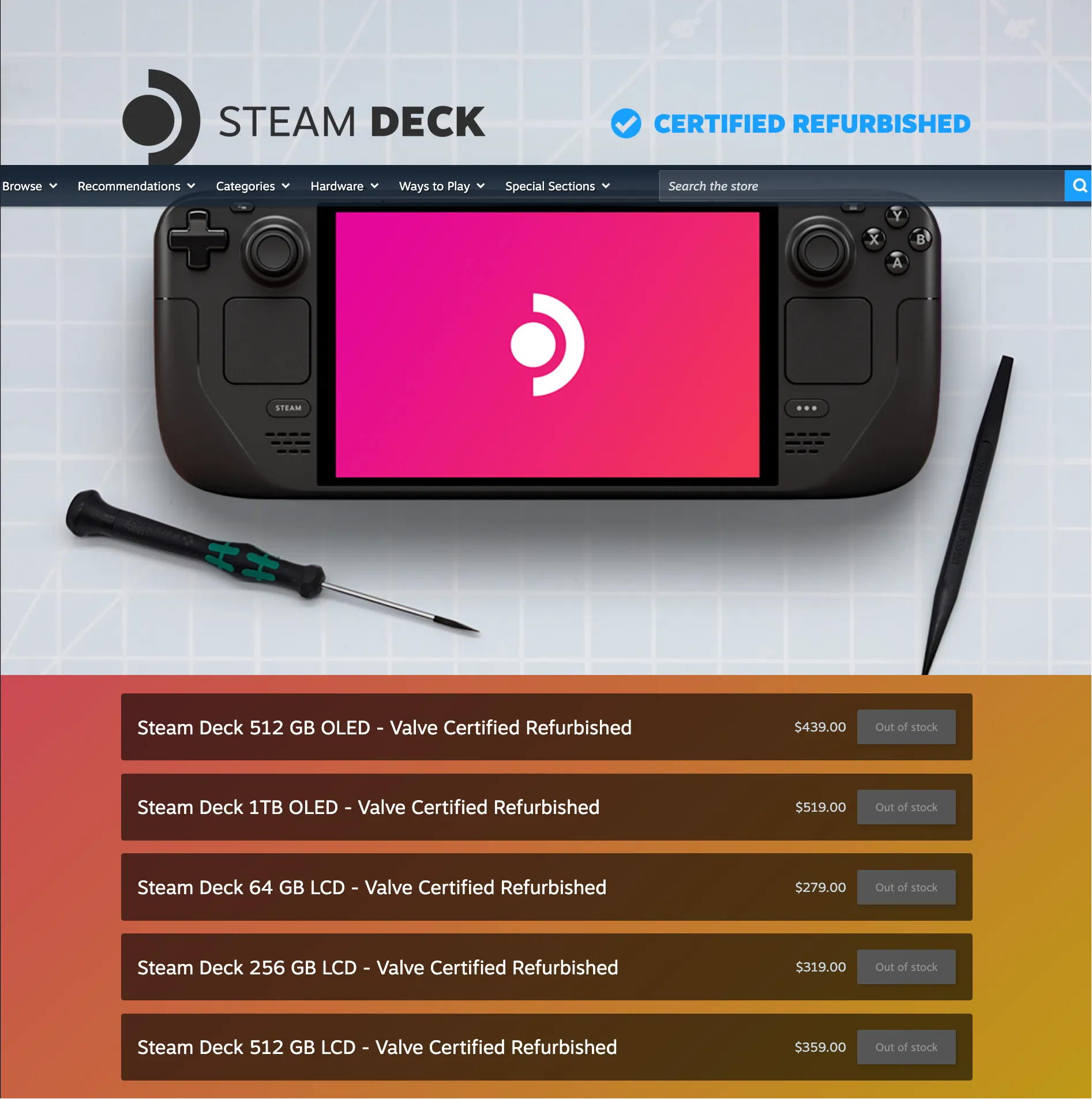 Even Refurbished is sold out / Credit Valve