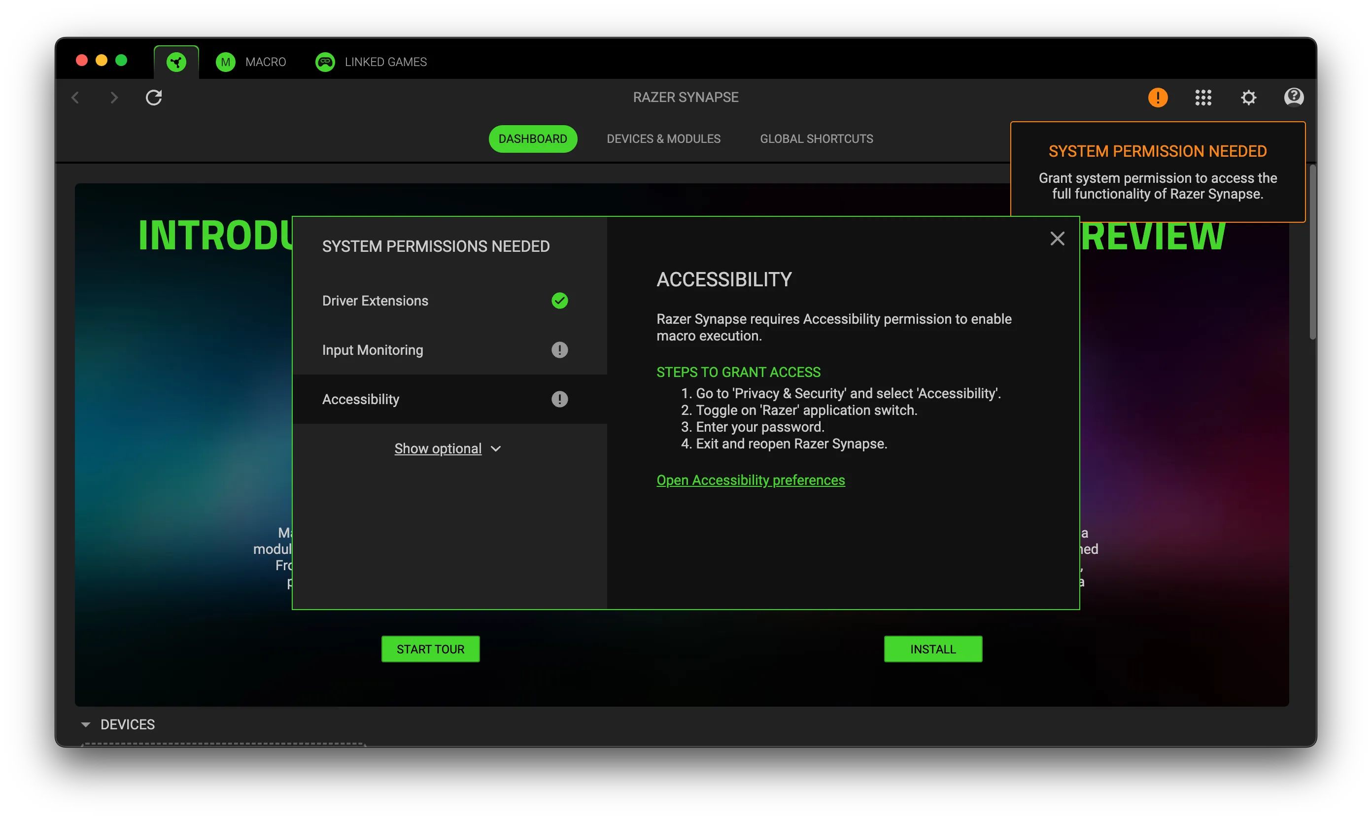 Showing the chaos that is getting all permissions in place on MacOS