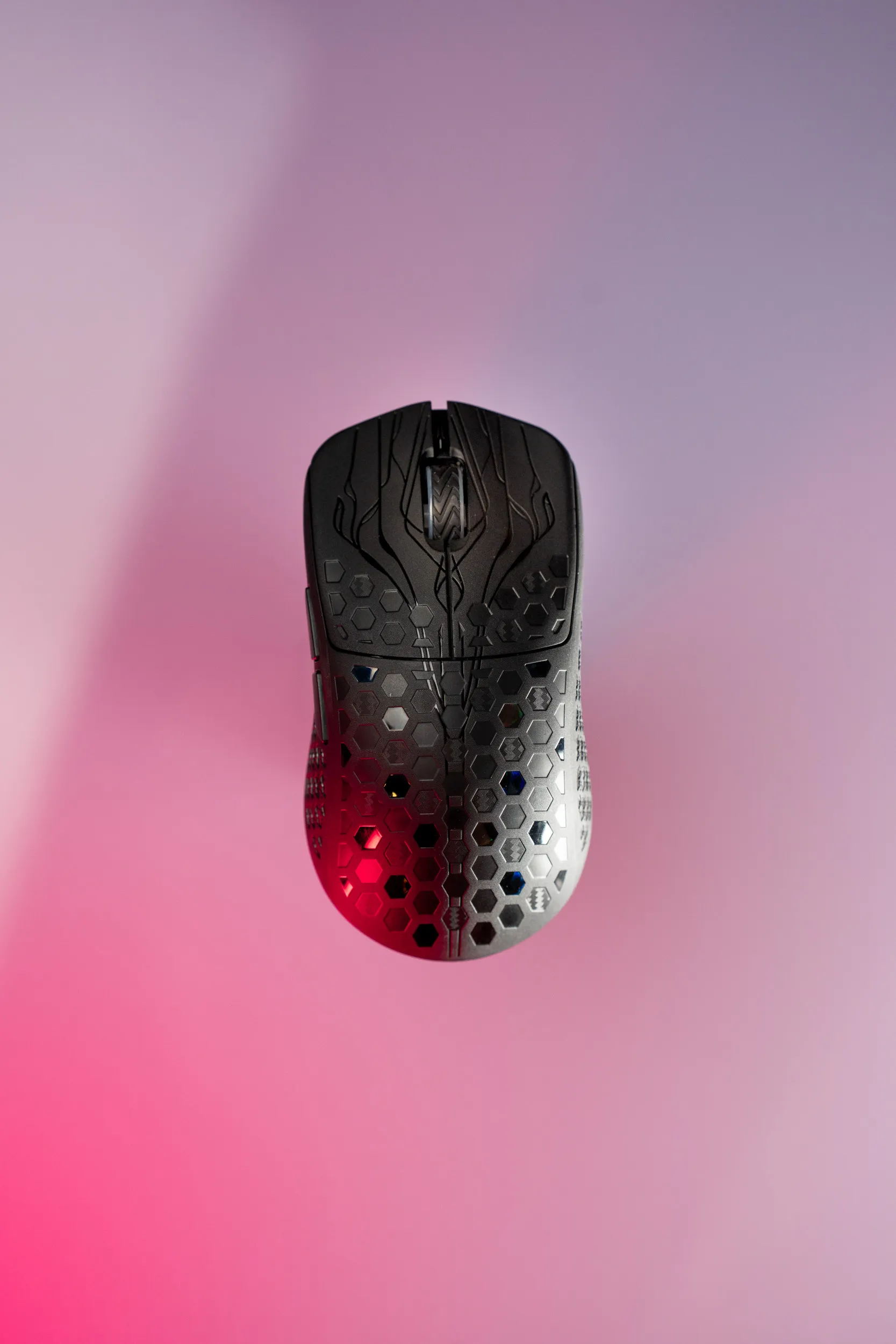 The Keychron G5 seen from straight above on a pink background