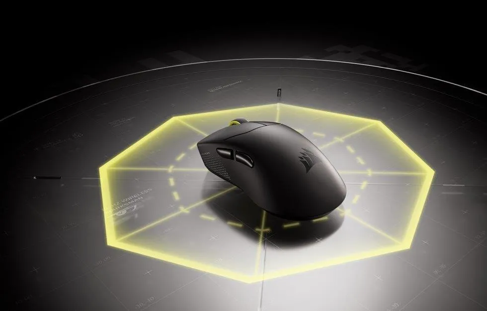 The Sabre v3 Pro PureVector in black on a glowing yellow octagon